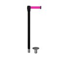 Montour Line Retractable Belt Removable Stanchion, 2ft Black Post  9ft. Fl.Pnk Belt MX530R-BK-FPK-90